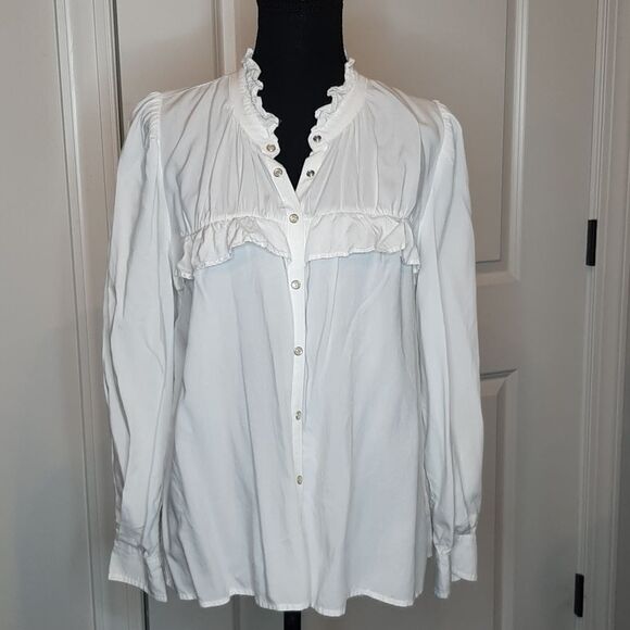 Dear John White Blouse with Pearl Buttons - Picture 1 of 10